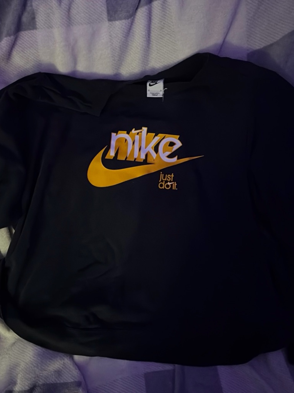 Nike Black Short-Sleeve Tee with Yellow Swoosh Graphic